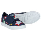 Navy Blue Varsity Tiger Logo Trainers, 1, hi-res